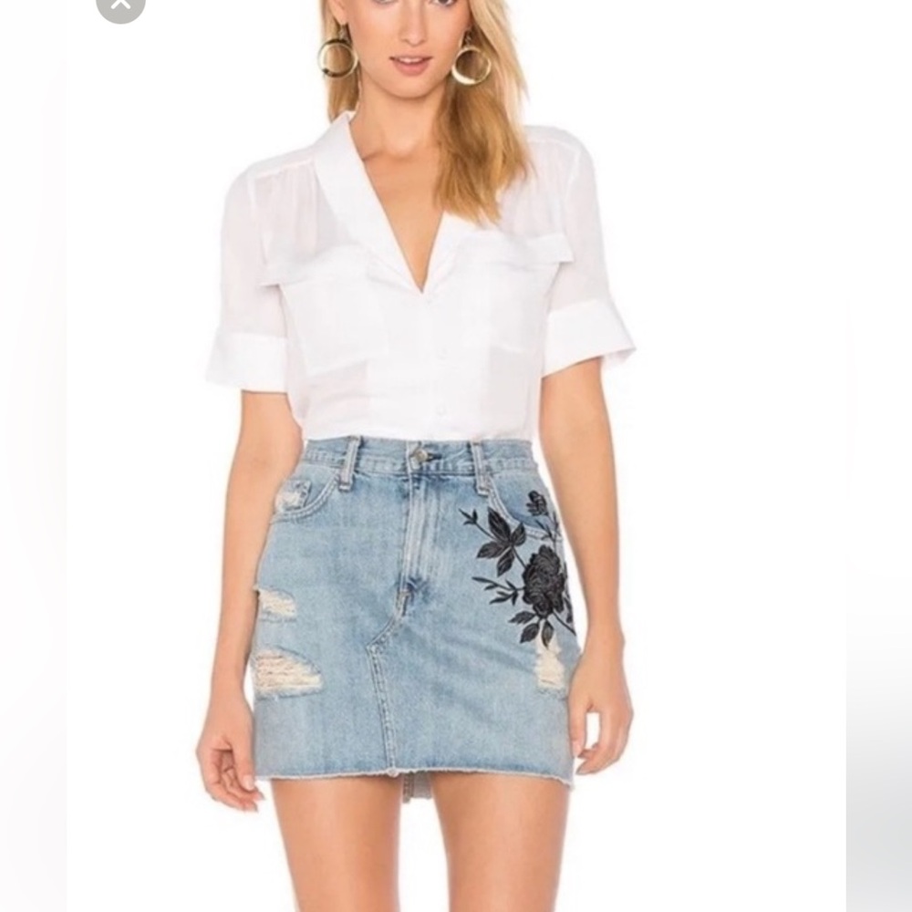 RAG & BONE embroidered denim skirt